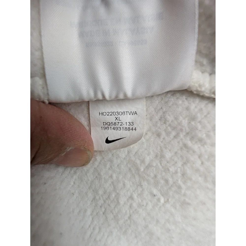 Nike Womens Center Swoosh Hoodie White‎ XL Embroidered Logo Pullover Sweatshirt